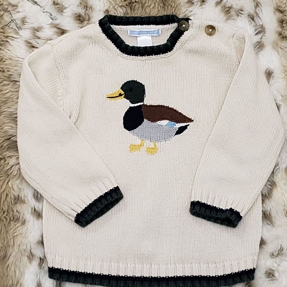 Janie and Jack duck sweater Rare Find Boy 18-24